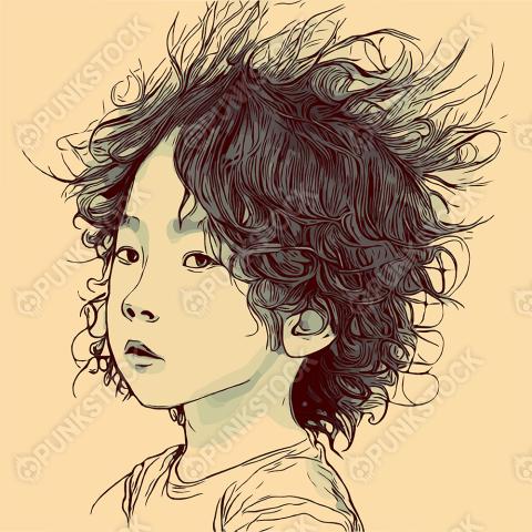 Kid with wavy hair