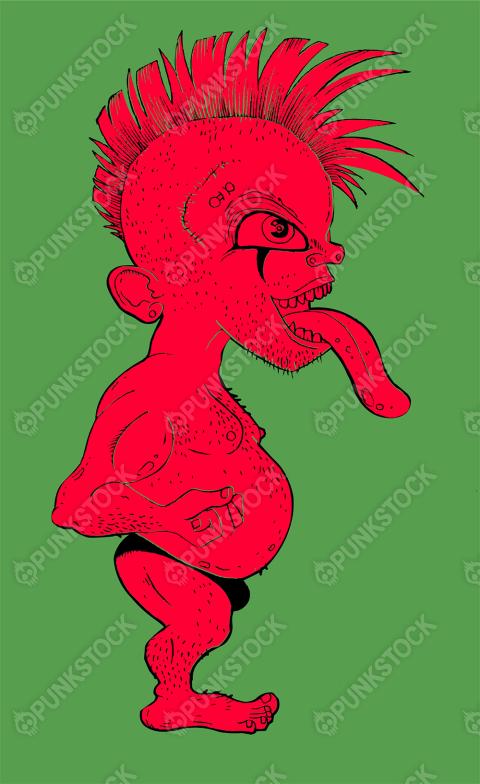 Red punk sticking tongue out