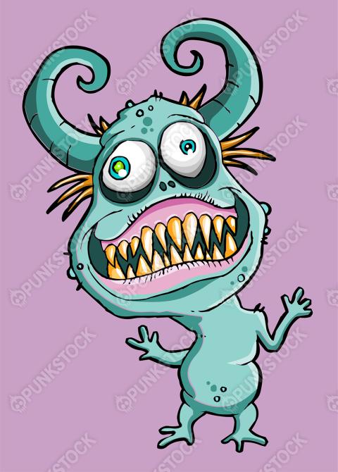 Smiling monster with horns
