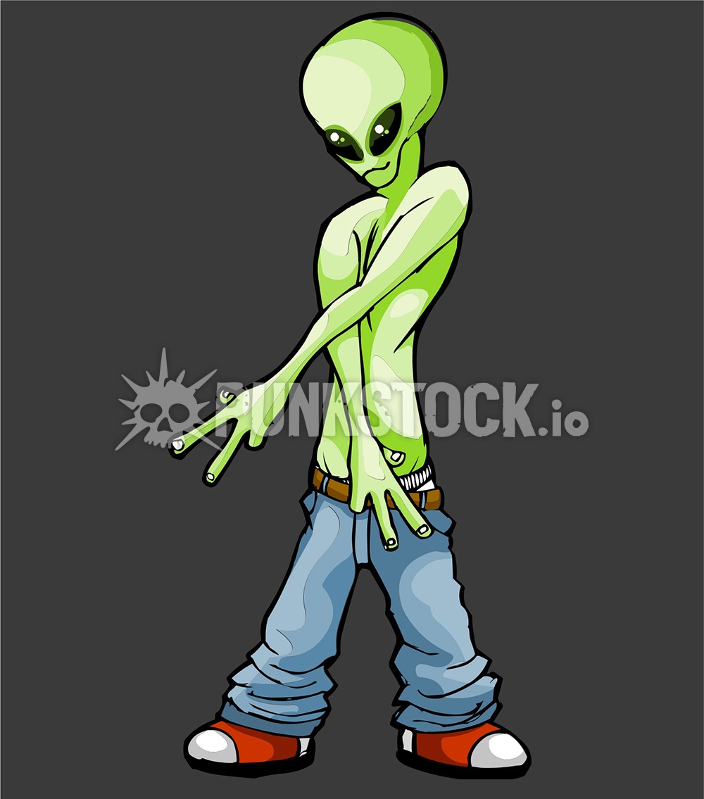 Green alien aliens vector graphic