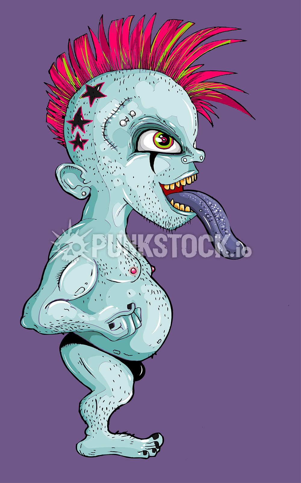 Punk troll shirtless vector graphic