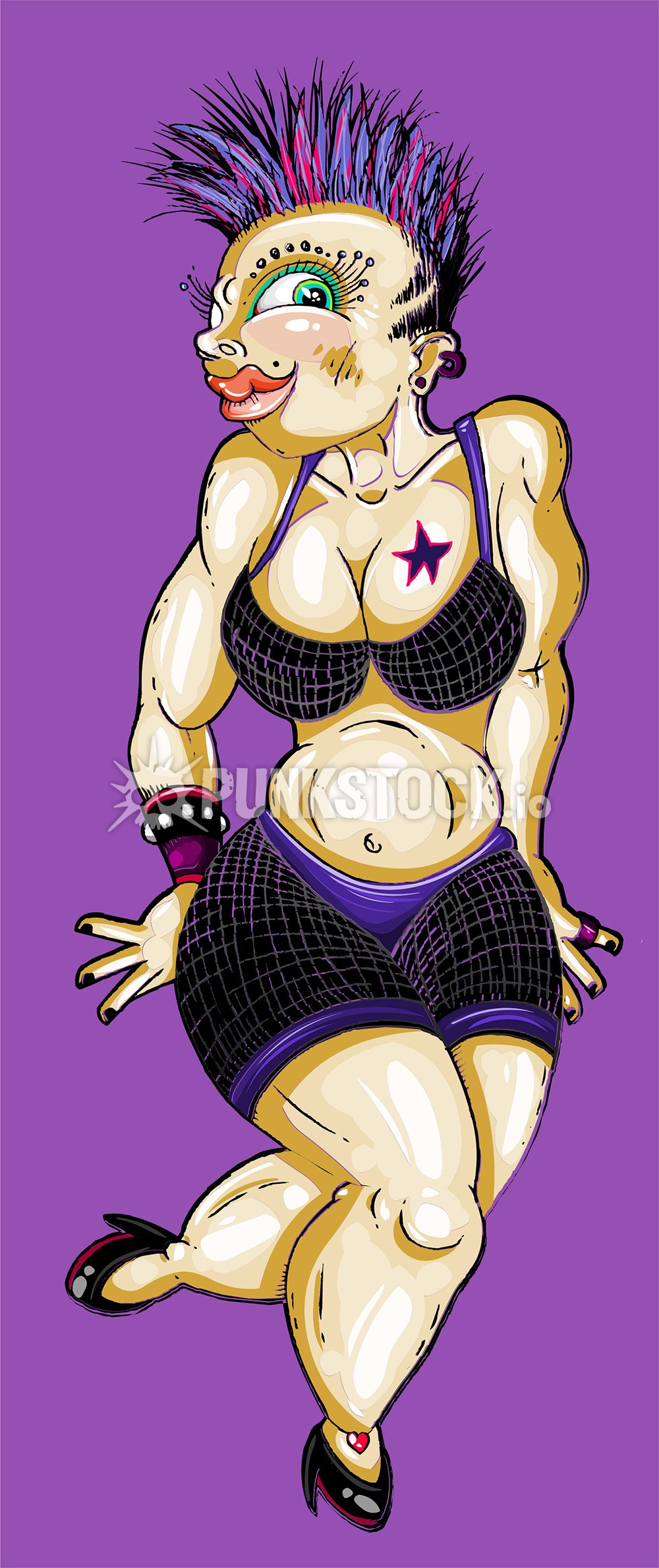 Woman girl punk vector graphic