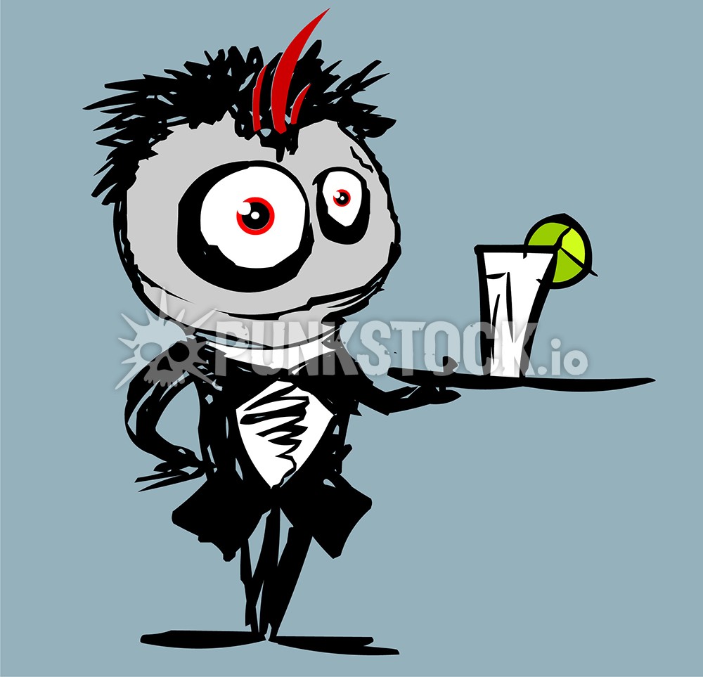 Waiter butler tim burton vector graphic