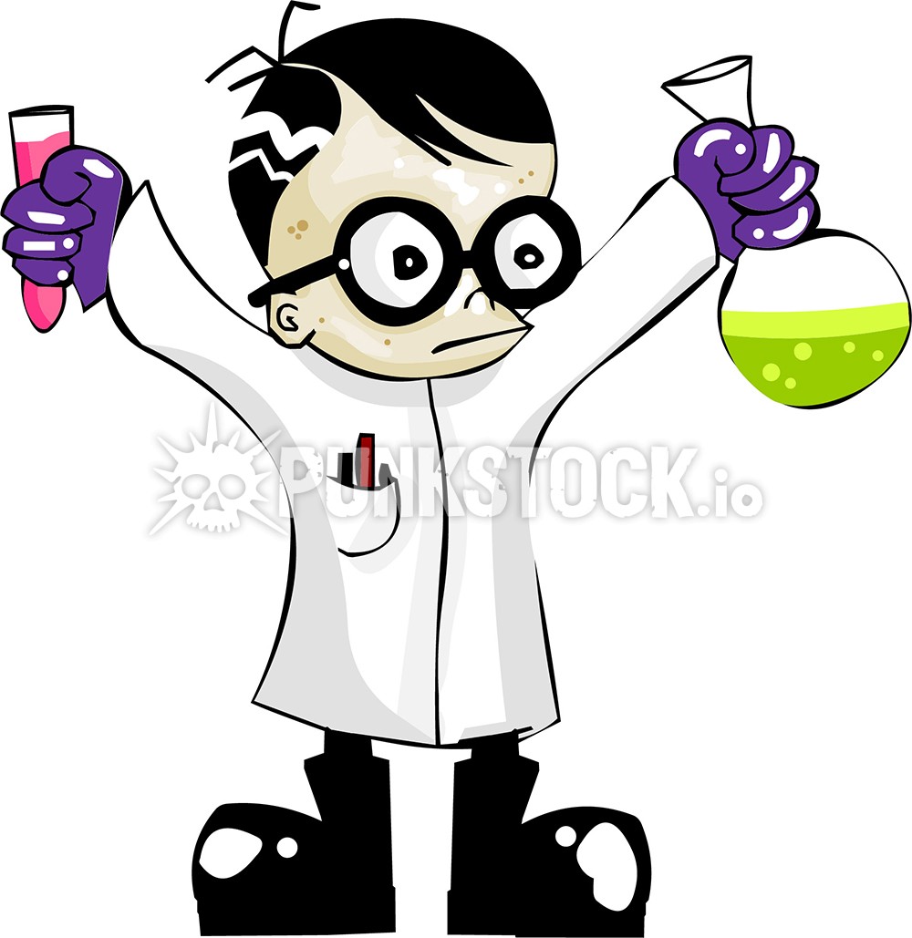 Mad scientist scientist experiment vector graphic