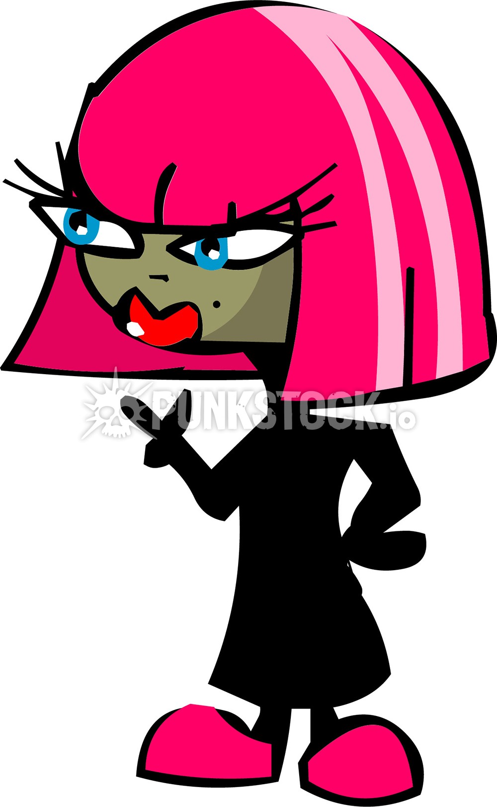 Pink pink hair girl vector graphic