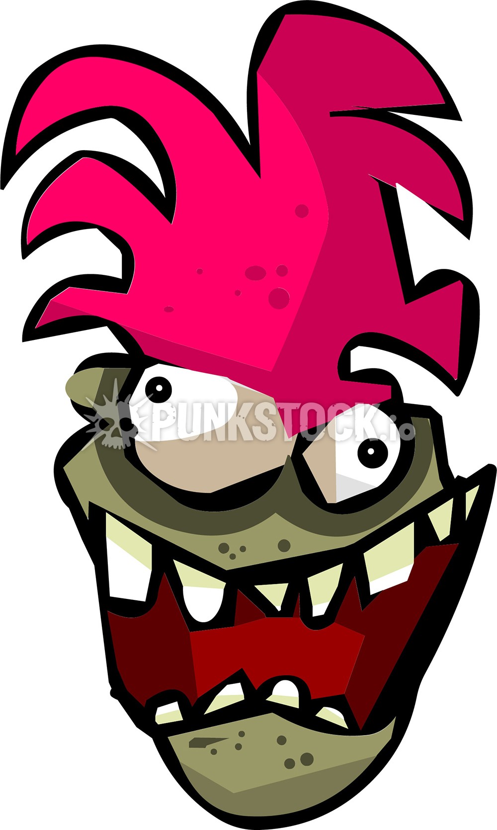 Pink hair crazy man vector graphic