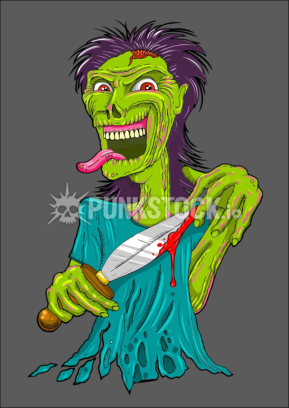 Green knife blood vector graphic