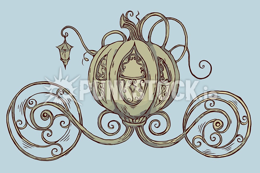 Pumpkin carriage wheels vector graphic