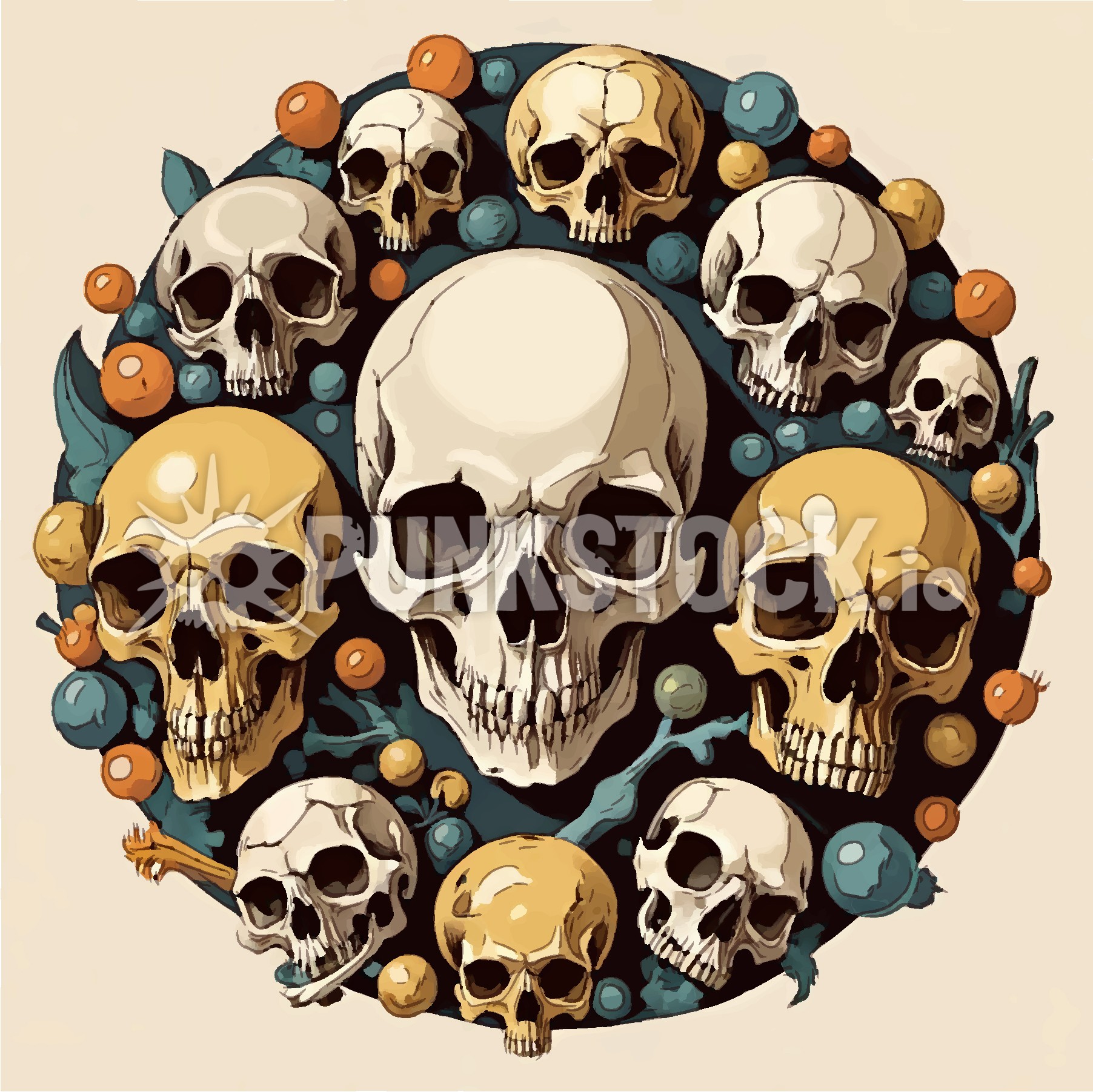Skull skulls round vector graphic