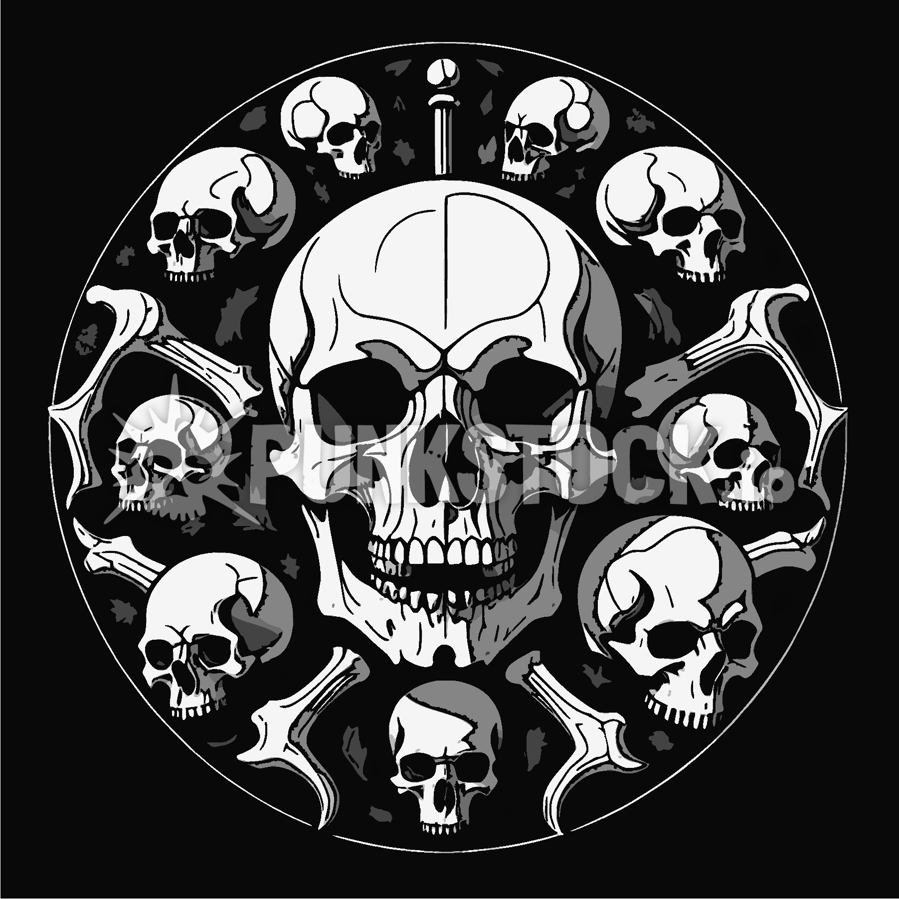 Skull skulls round vector graphic
