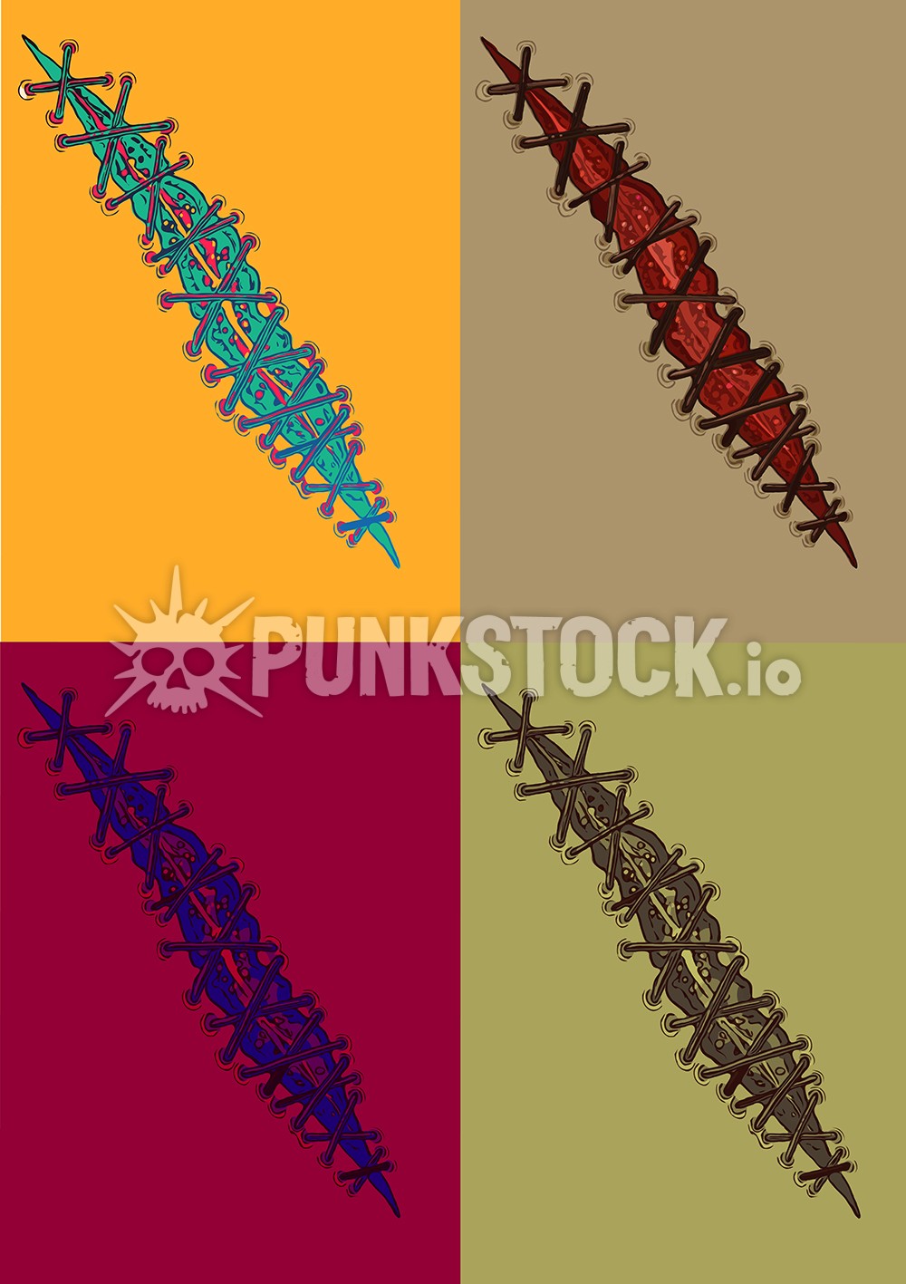 Stitches stitched wound vector graphic
