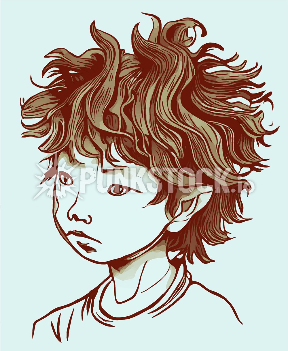 Boy kid wavy hair vector graphic