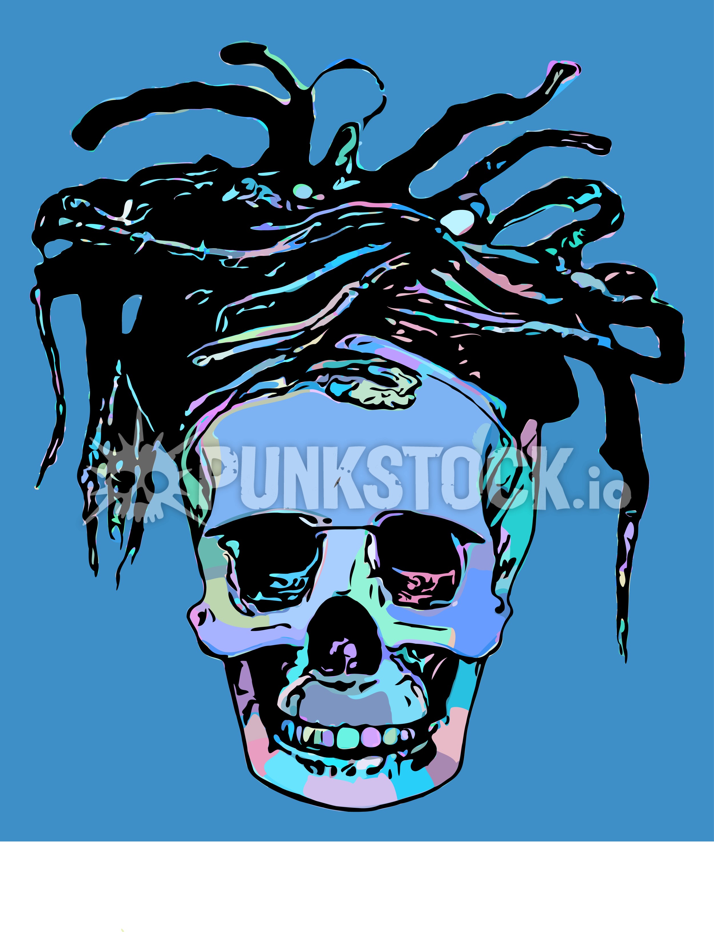 Skull skulls dreadlocks vector graphic