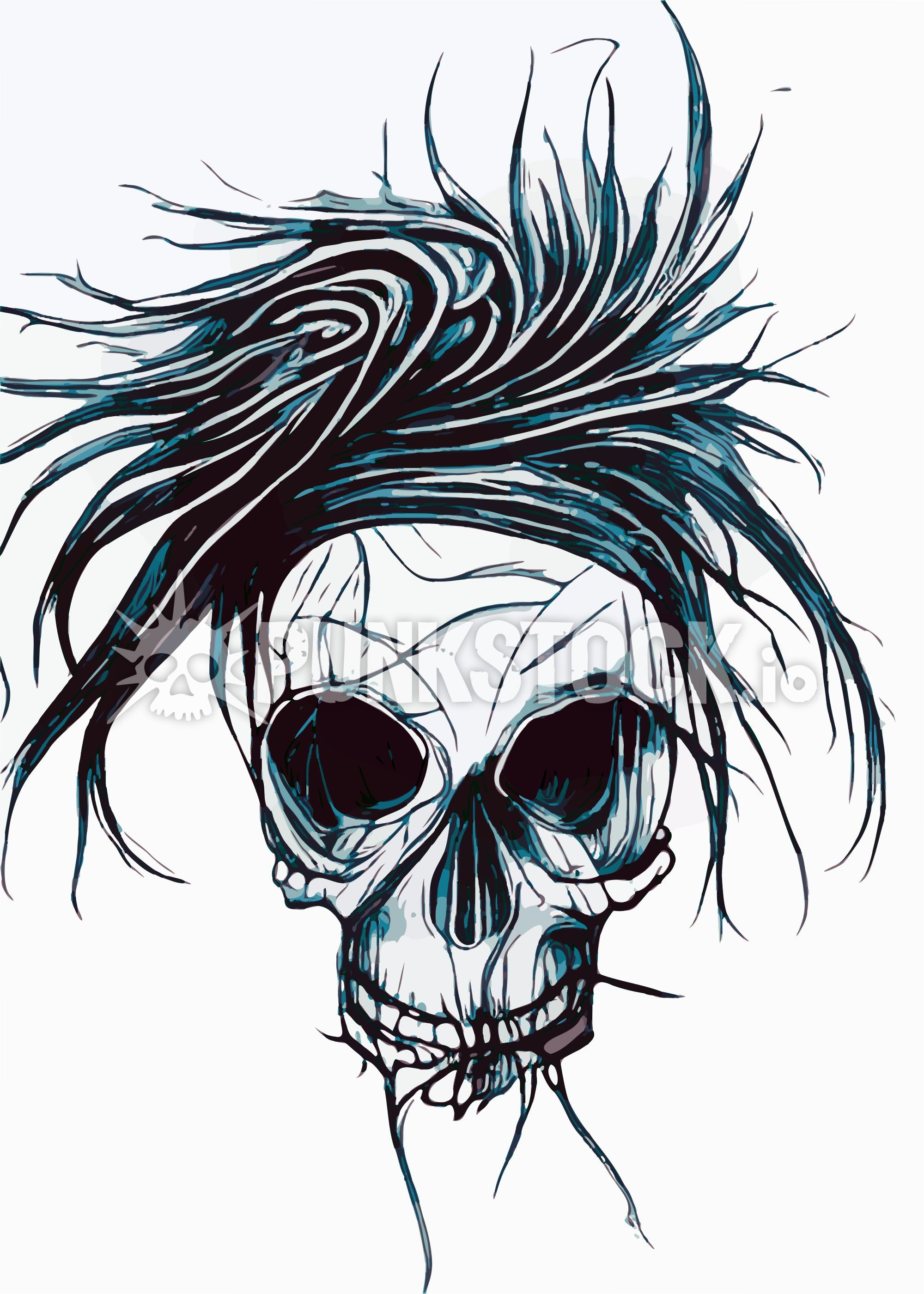 Skull skulls dreadlocks vector graphic