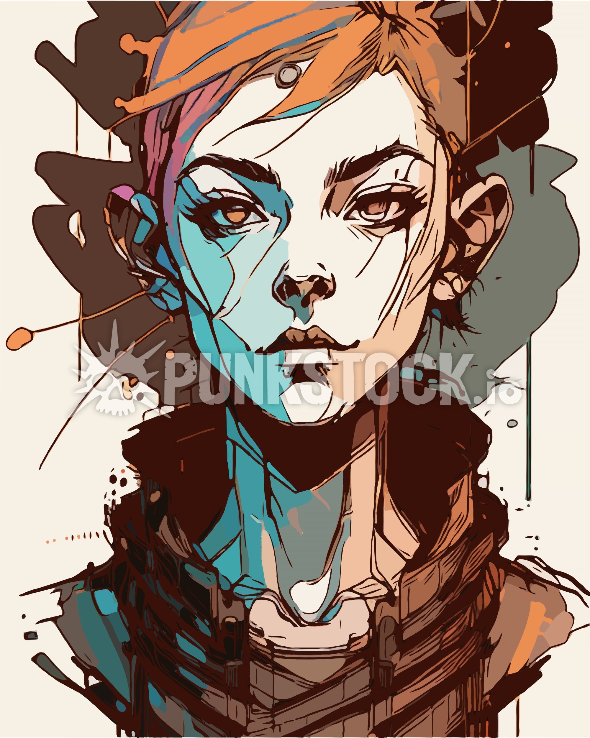 Face head punk vector graphic