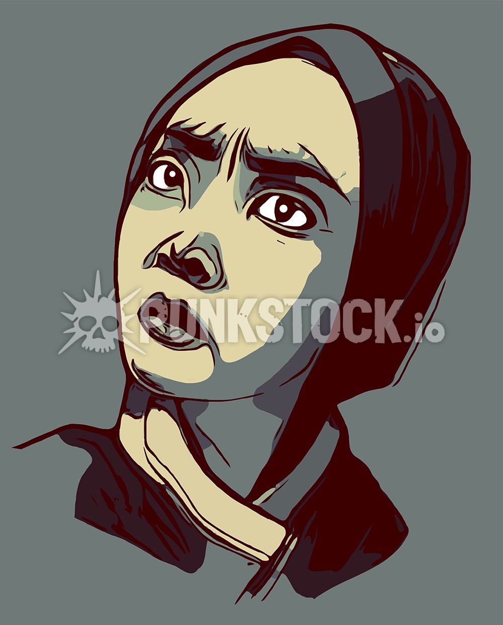 Woman sad nun vector graphic
