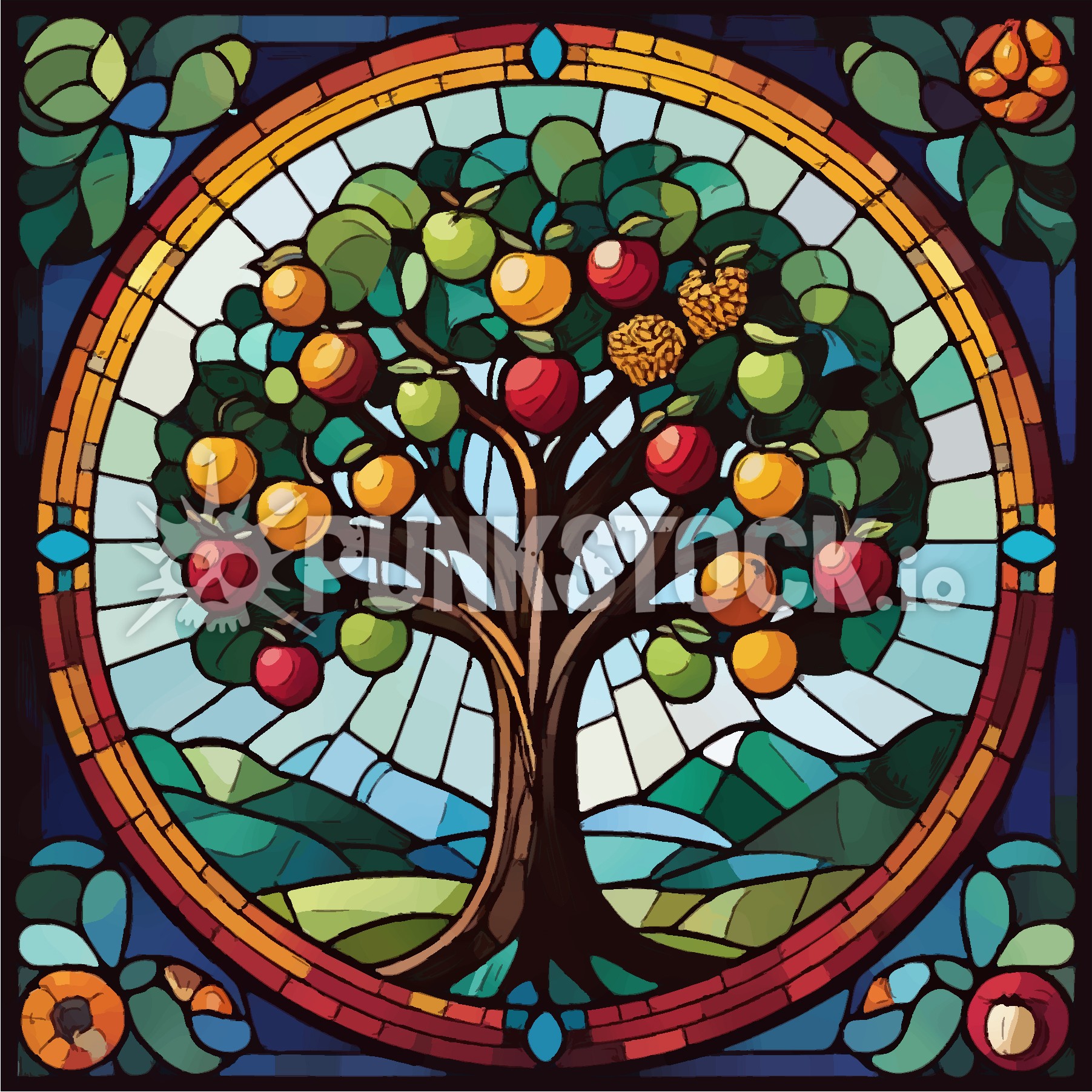 Stained glass mosaic glass vector graphic