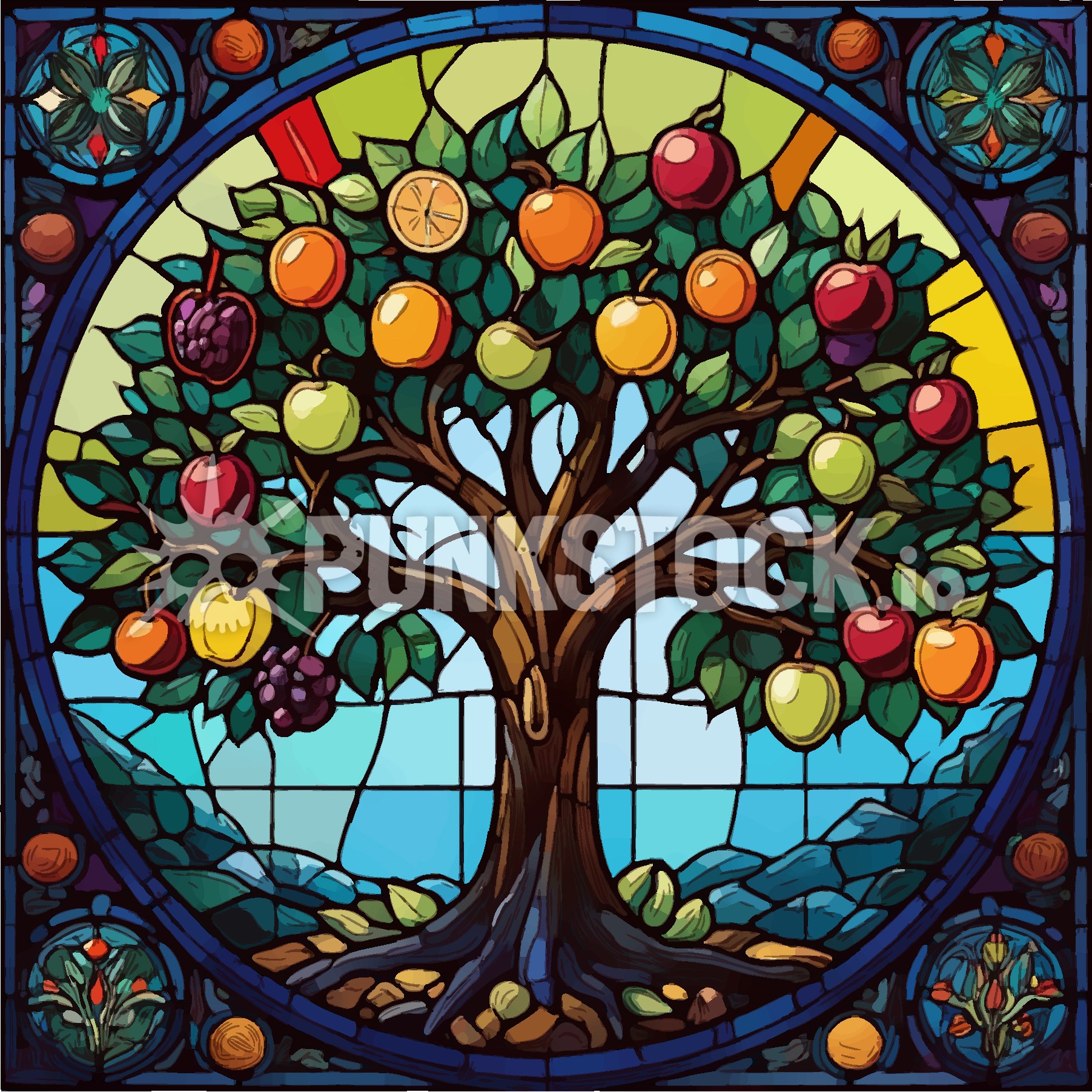 Stained glass mosaic glass vector graphic
