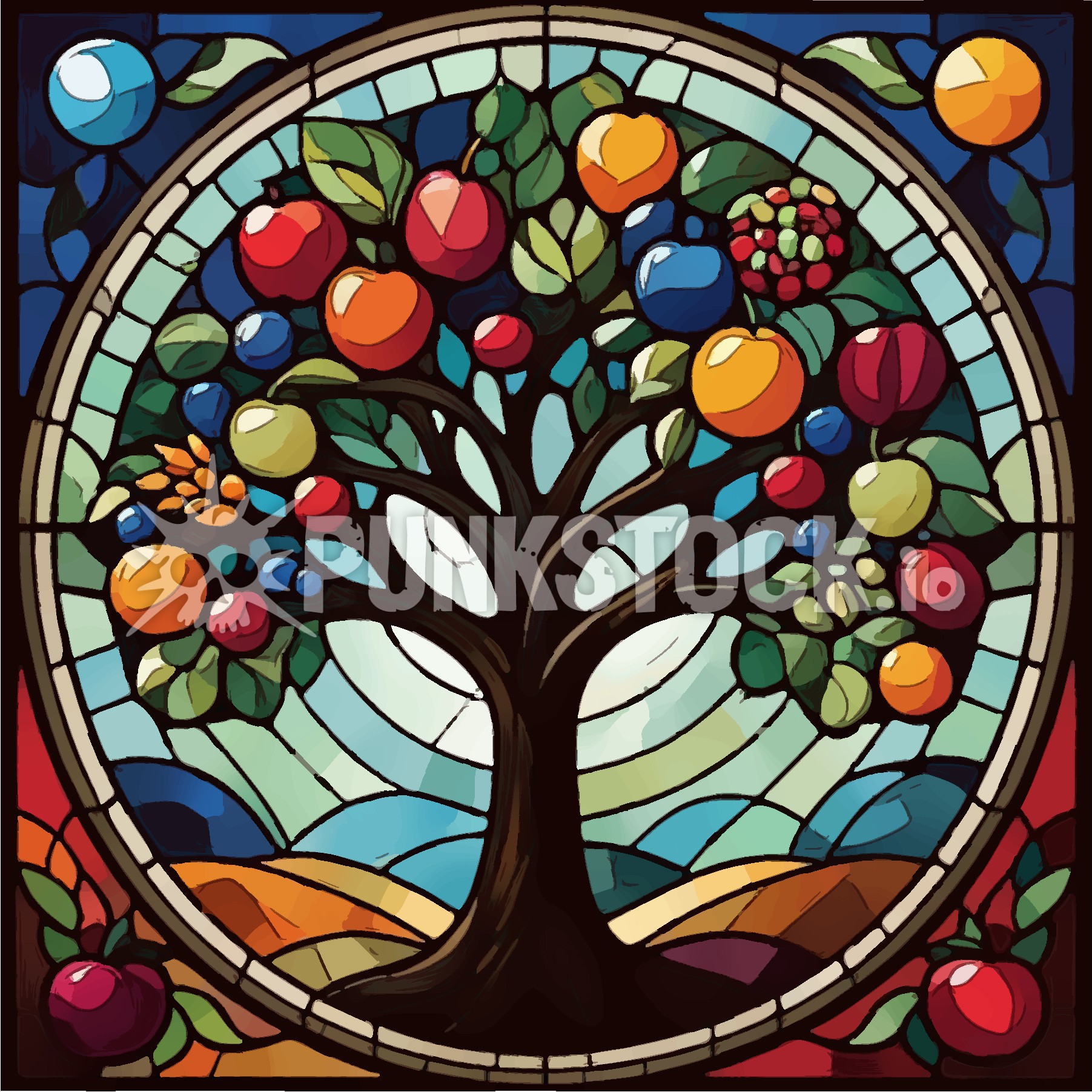 Stained glass mosaic glass vector graphic