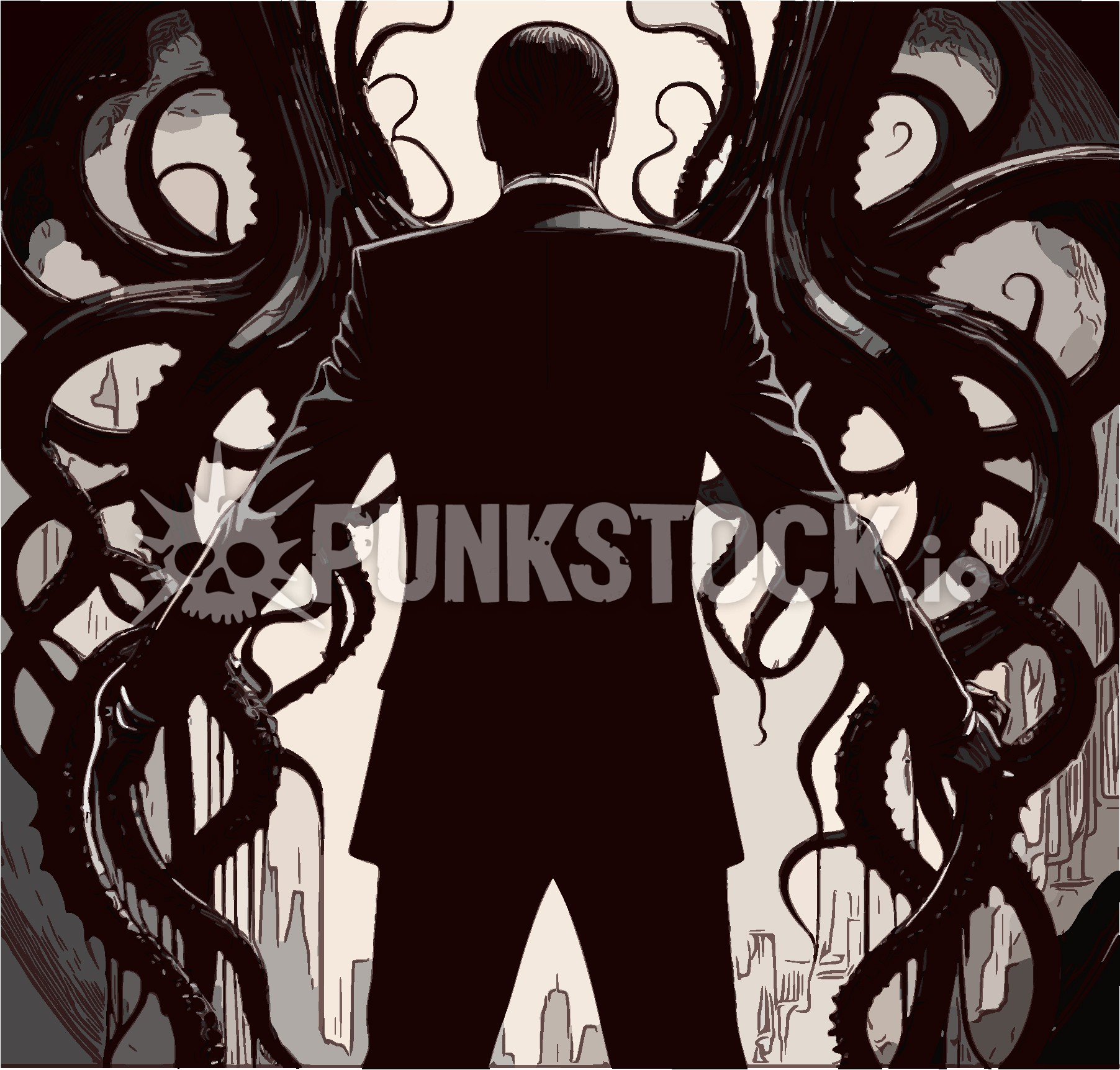 Slenderman slender man tentacles vector graphic