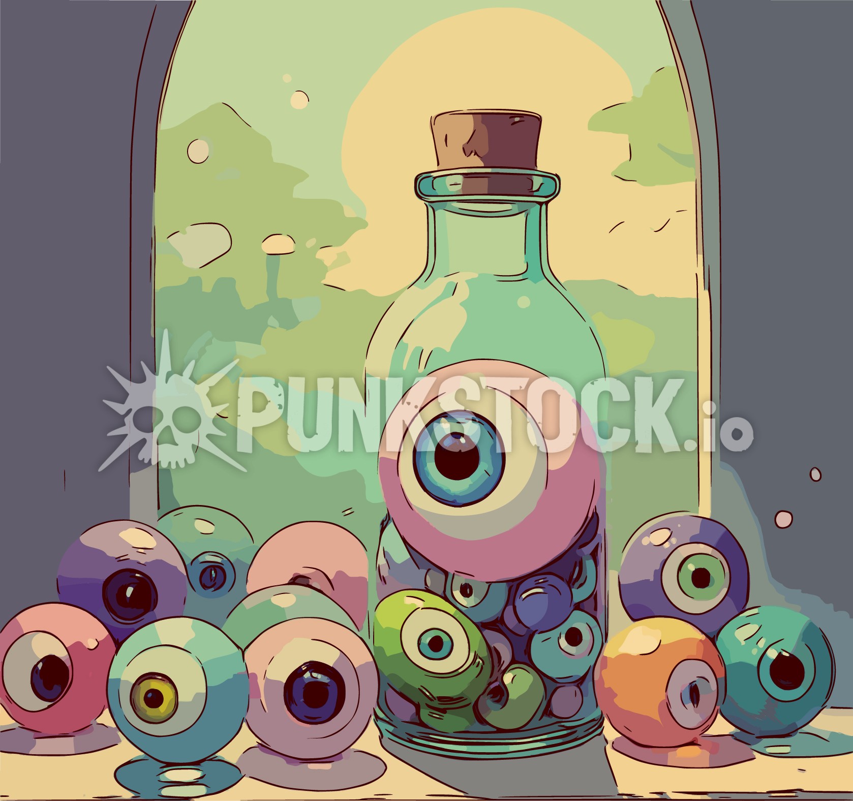 Bottle bottles eyes vector graphic