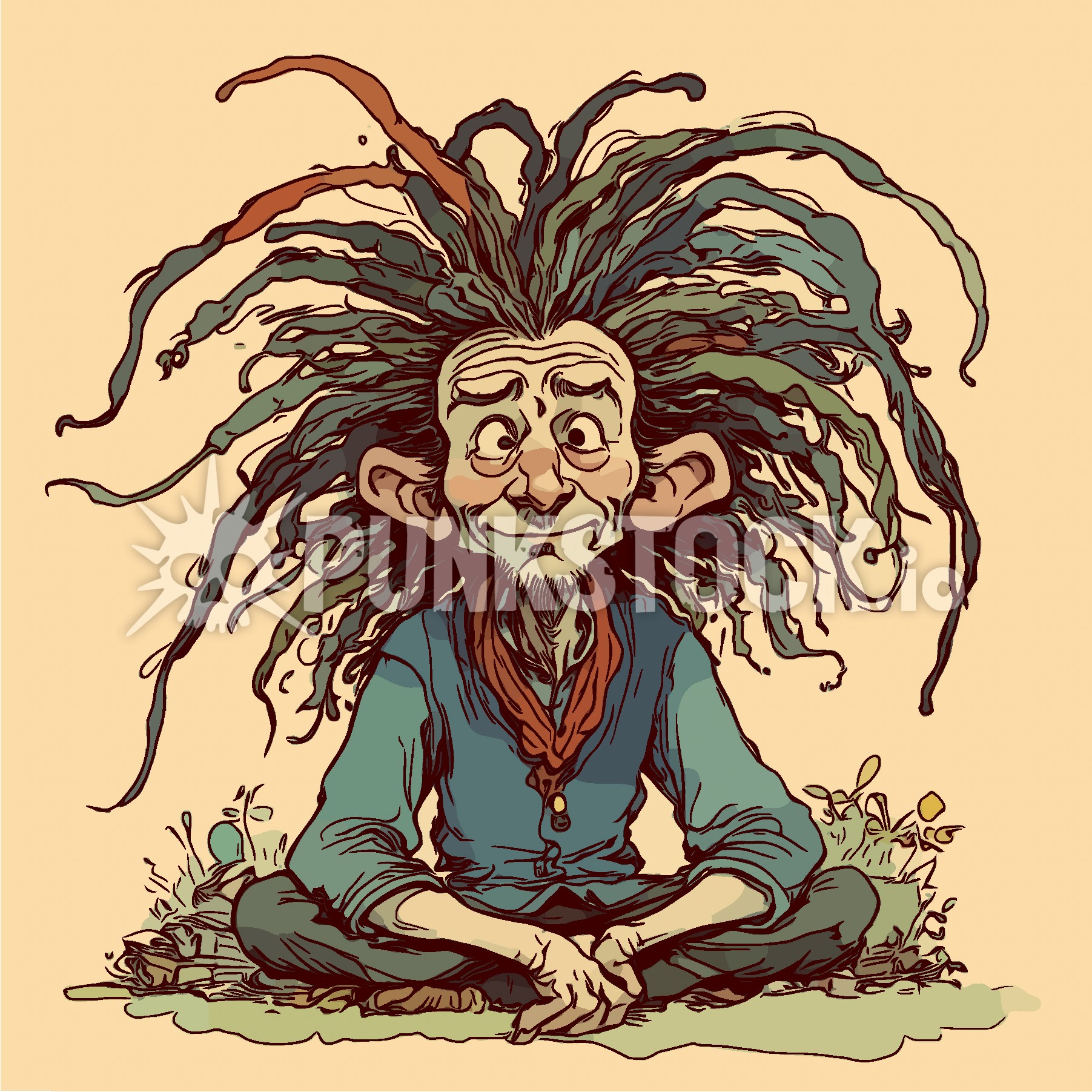 Sit sitting big hair vector graphic