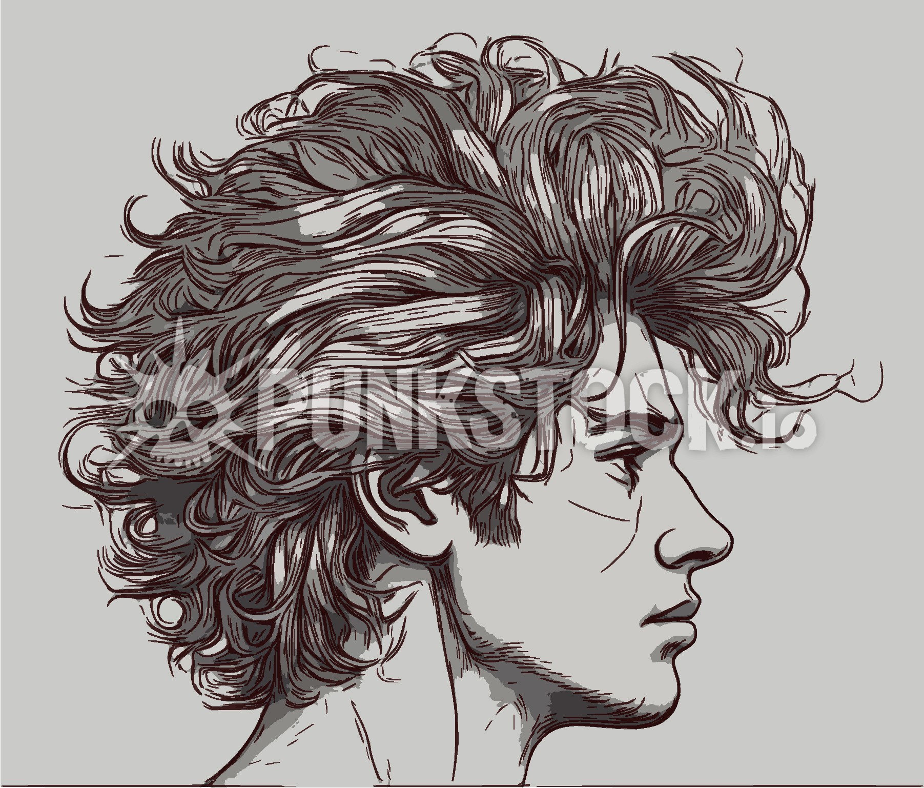 Big hair curly hair messy hair vector graphic