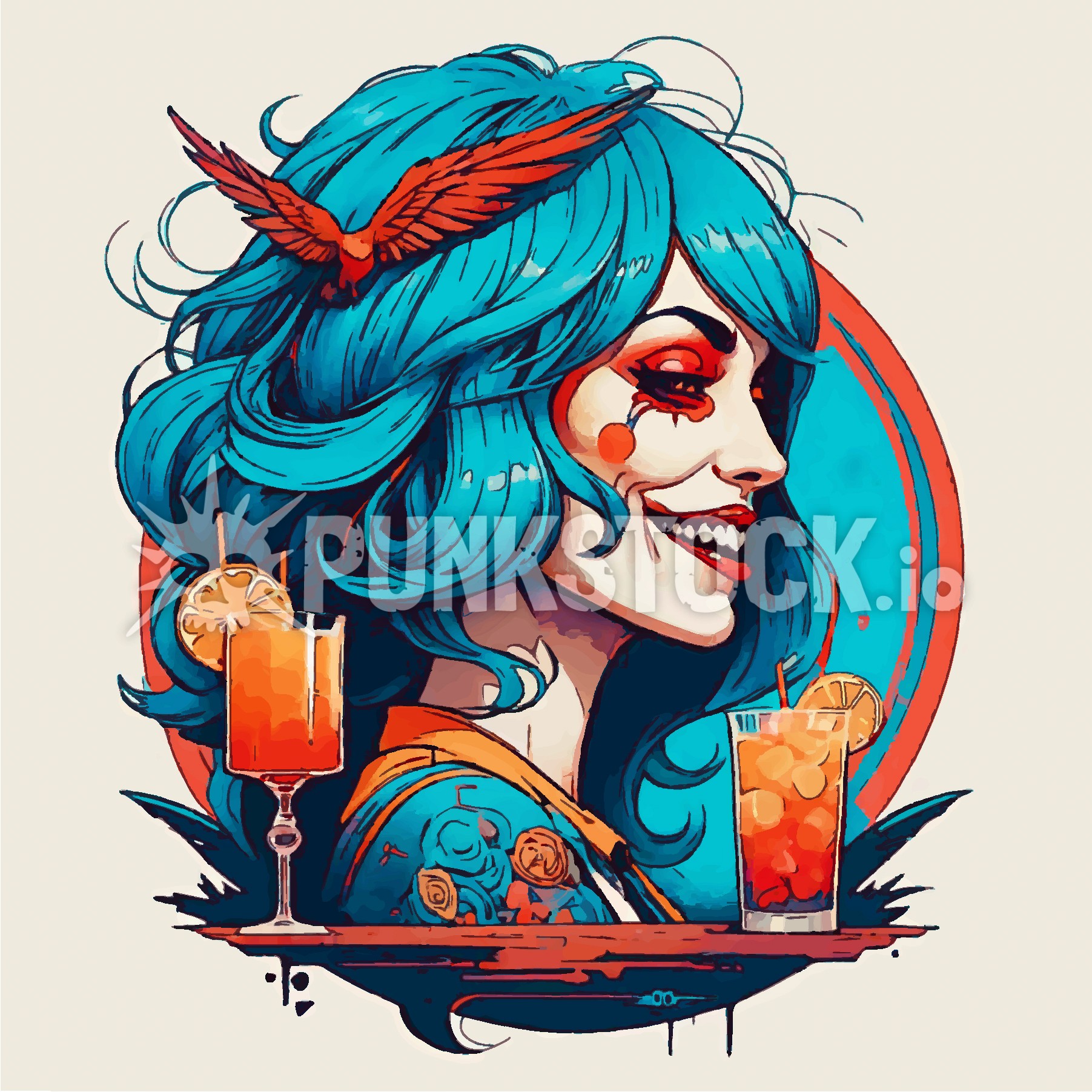 Woman cocktail cocktails vector graphic