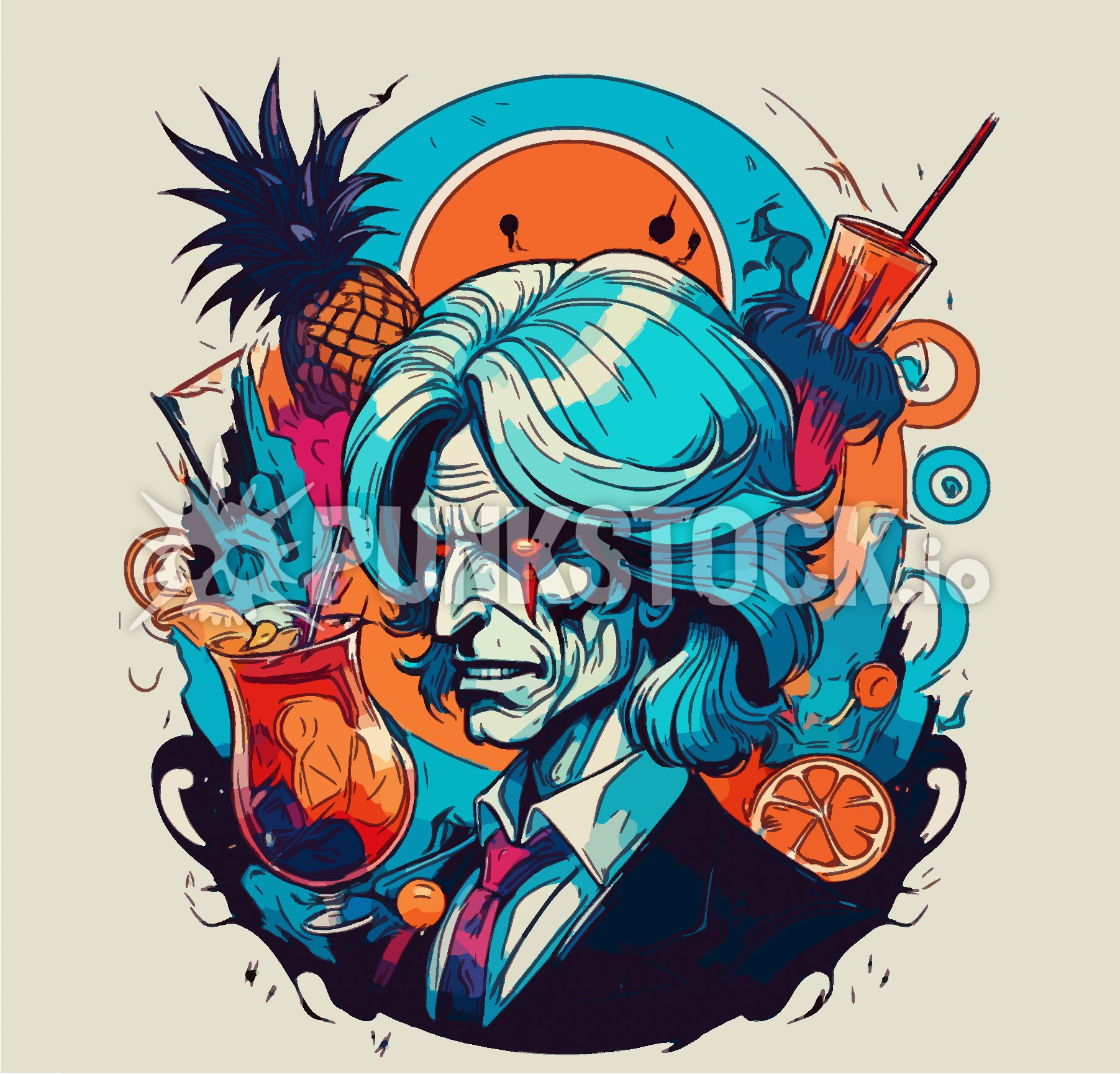 Guy man cocktail vector graphic