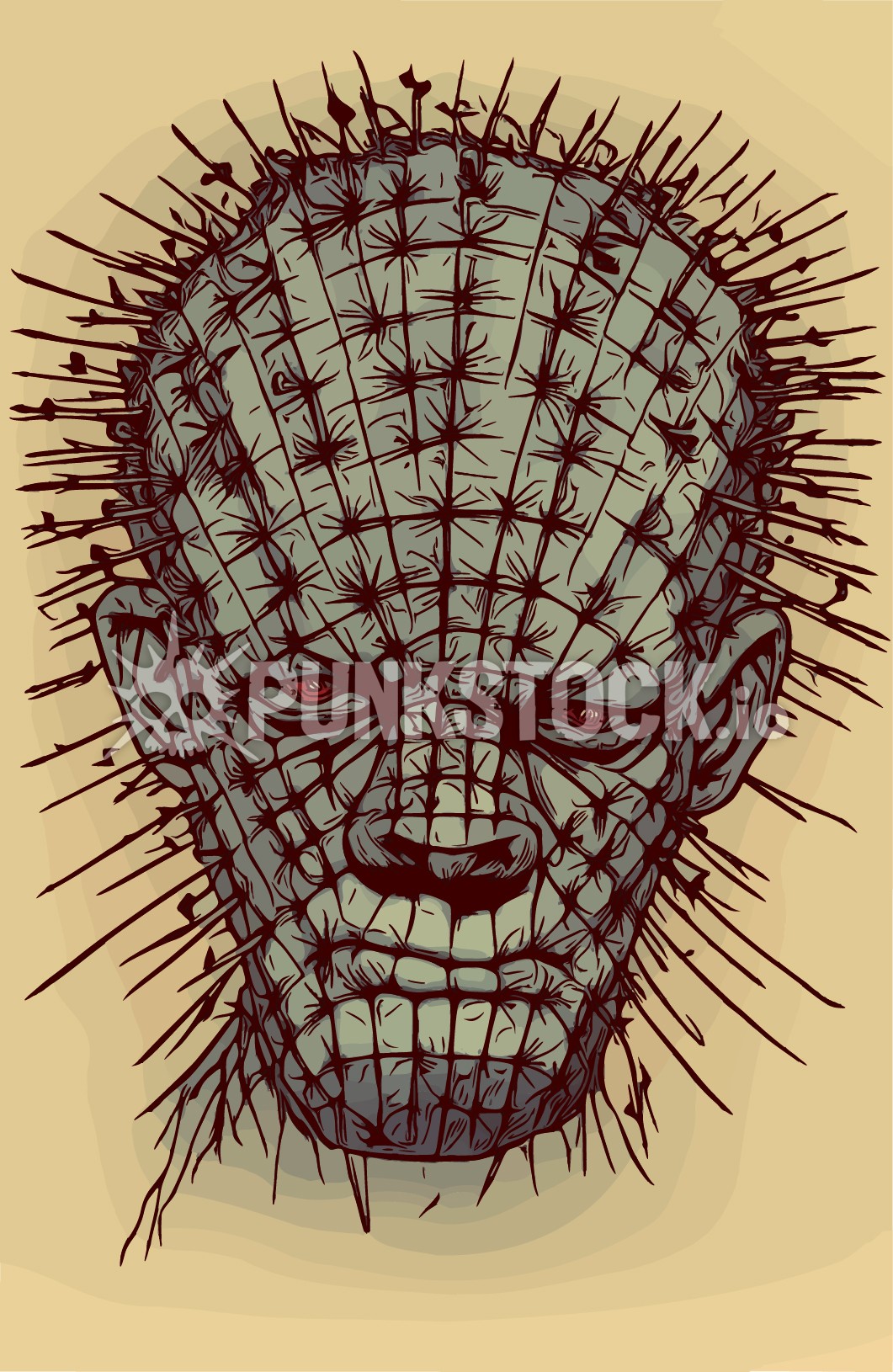 Hellraiser pinhead pin head vector graphic