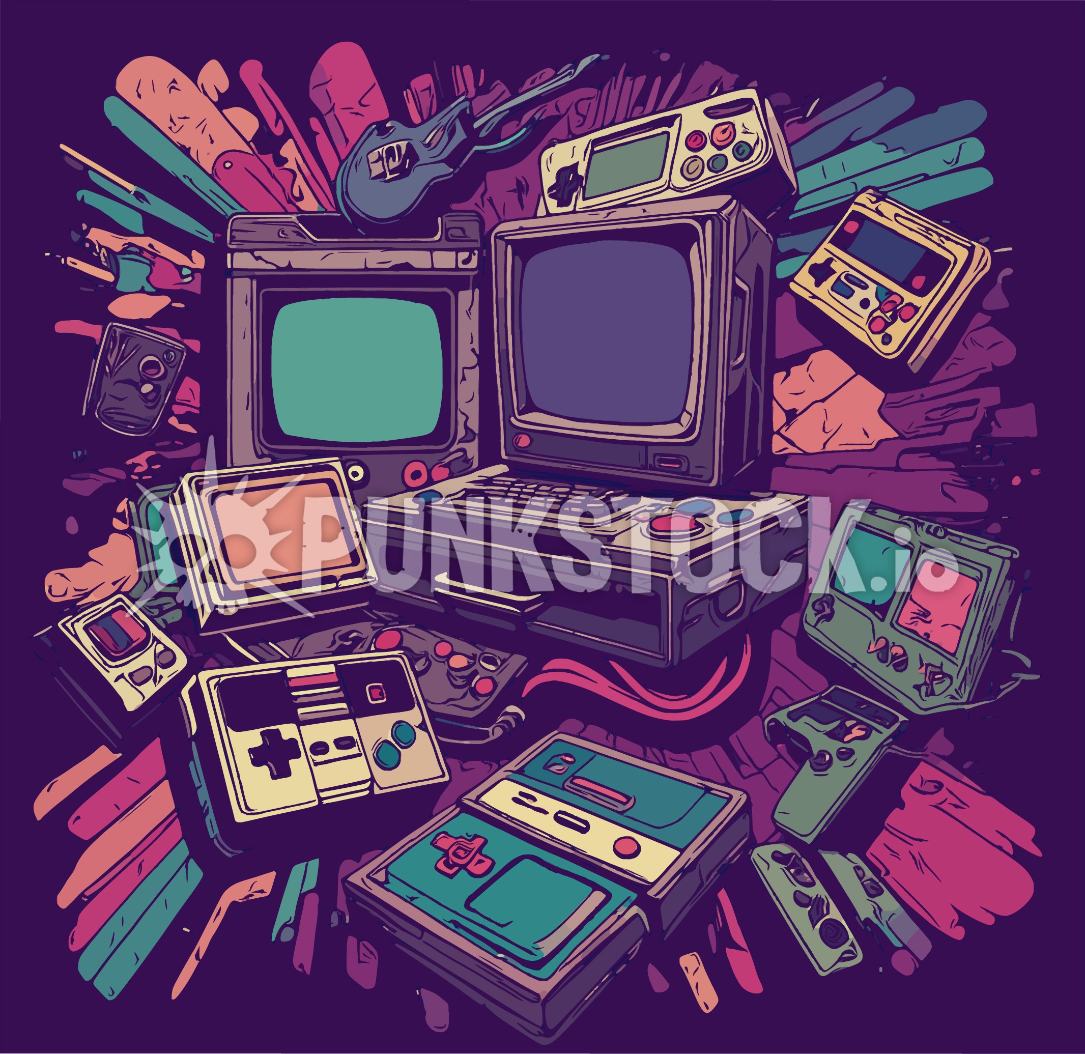 Retro vintage computer vector graphic