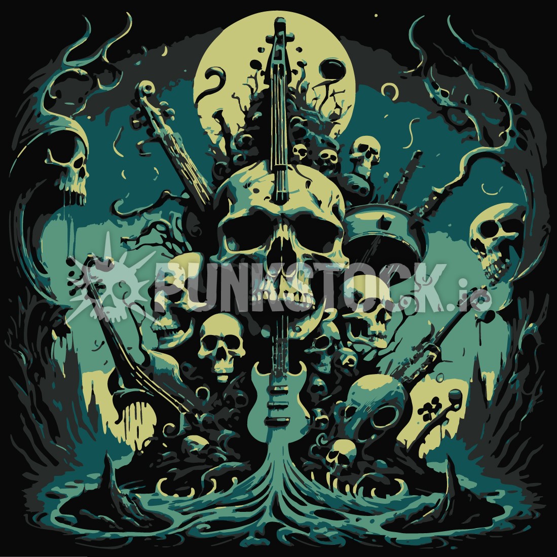 Abstract skulls forest vector graphic