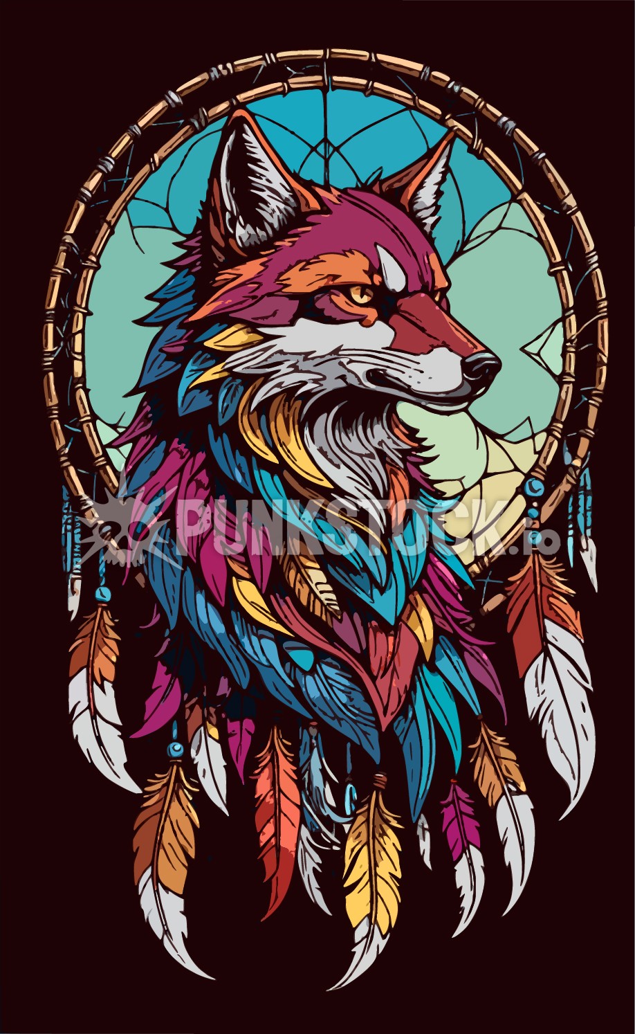 Fox dreamcatcher animal vector graphic