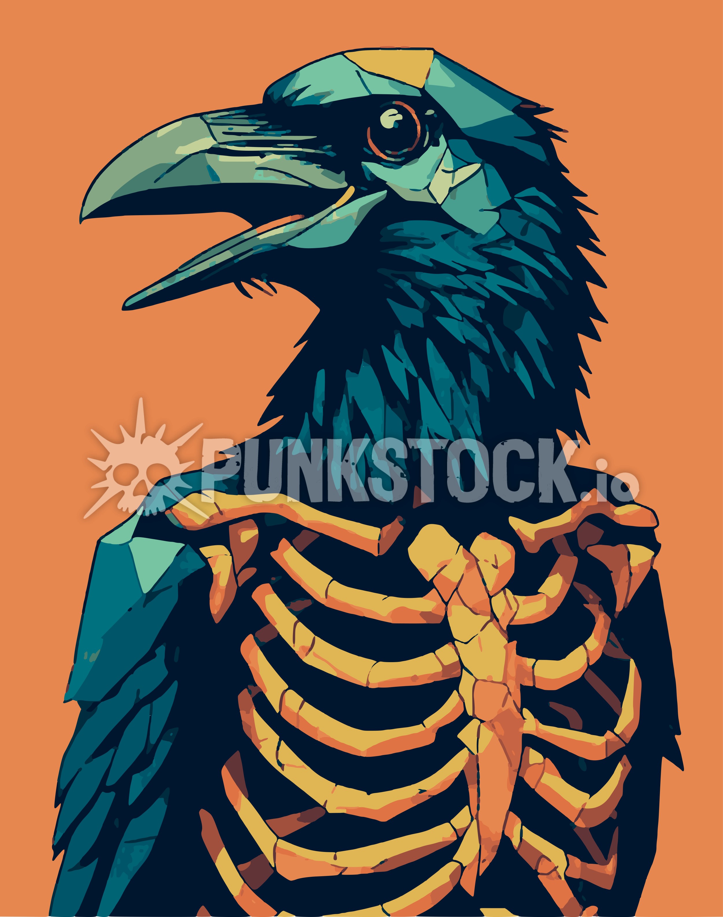 Crow rave bird vector graphic