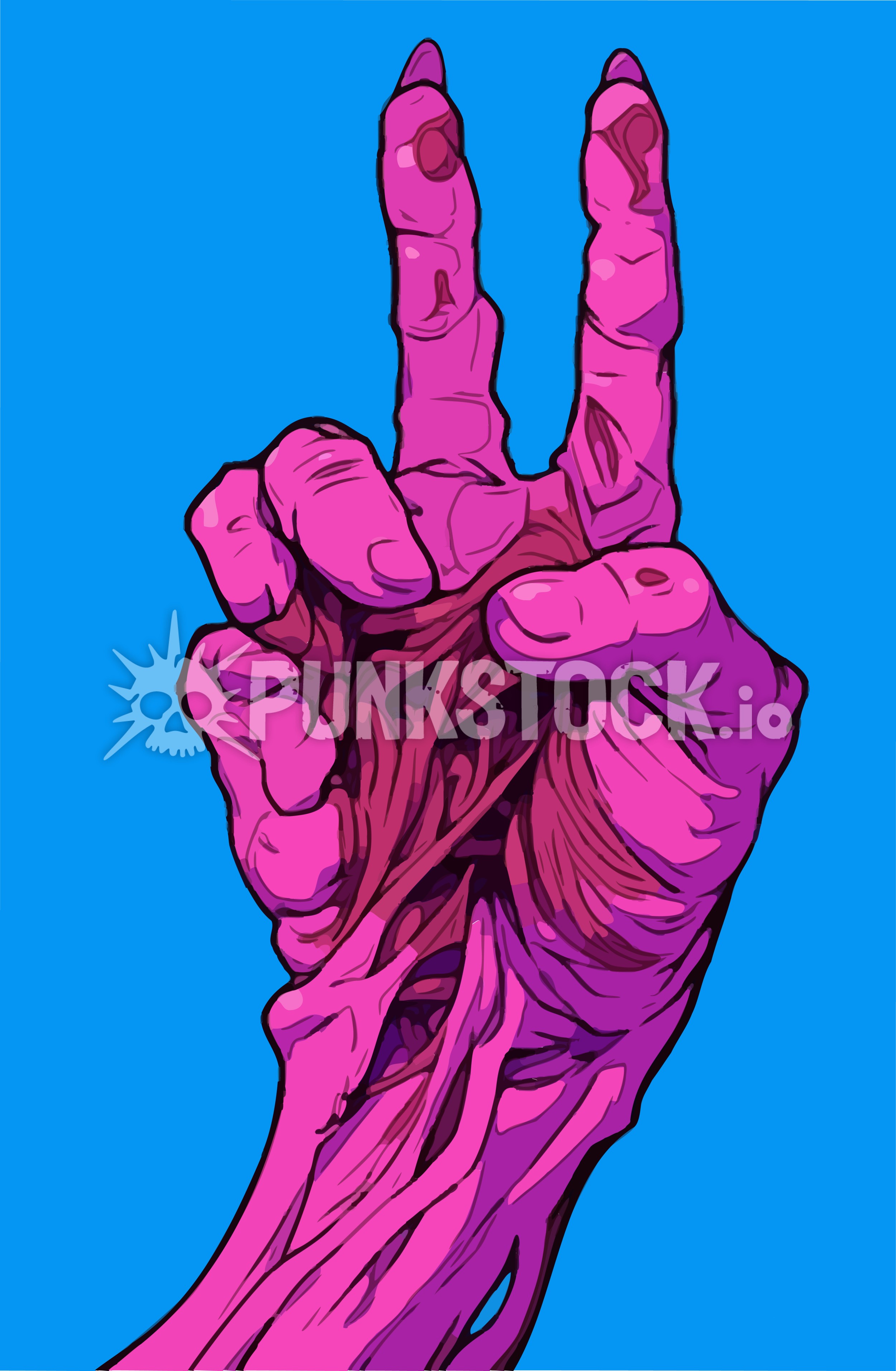 Pink neon hand vector graphic