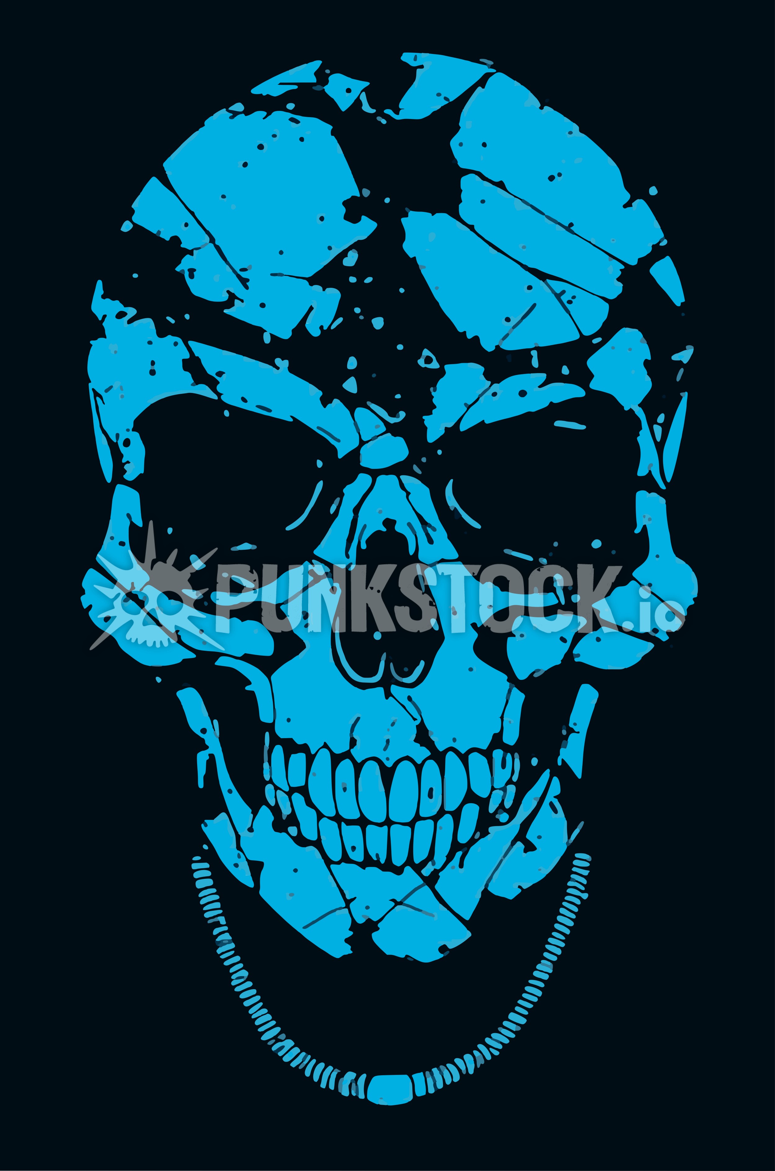 Blue stamp skull vector graphic